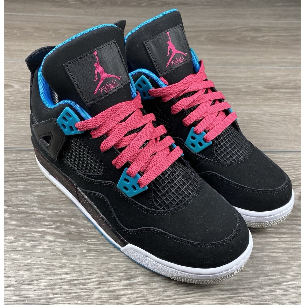 Nike Air Jordan 4 GS Black Pink Teal Youth 6.5Y Womens 8 487724-019